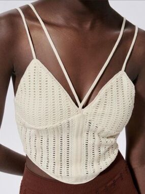 Zara Cream Crochet Knit Top
